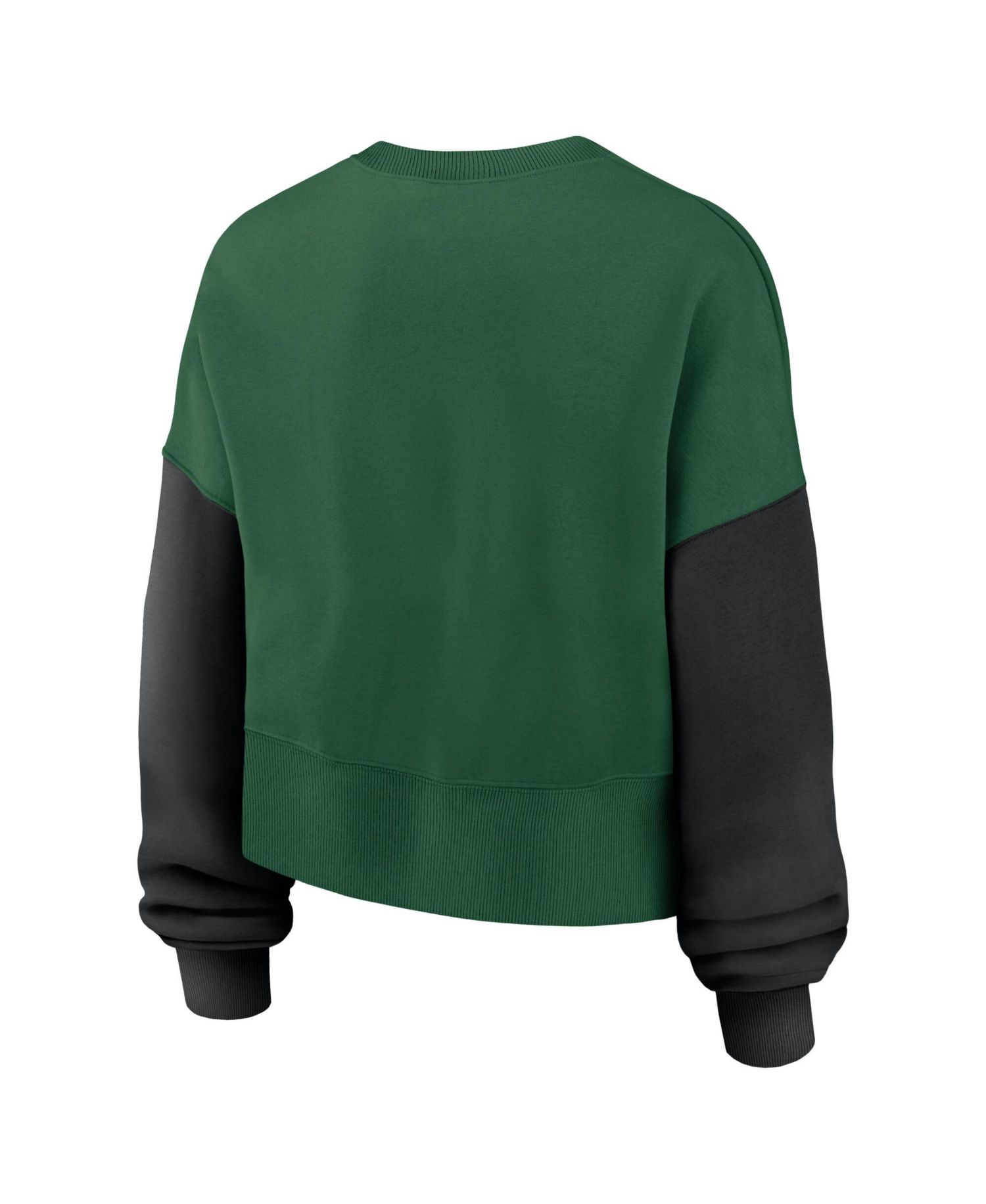 Women's Green New York Jets Oversized Color-Block Pullover Sweatshirt