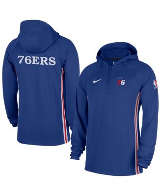 Nike - Men's Blue Philadelphia 76ers Authentic On Court Zone Quarter-Zip Dri-FIT Hoodie Jacket