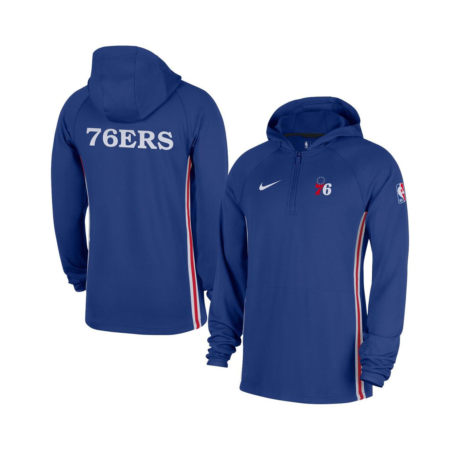 Men's Blue Philadelphia 76ers Authentic on Court Zone Quarter-Zip Dri-FIT Hoodie Jacket