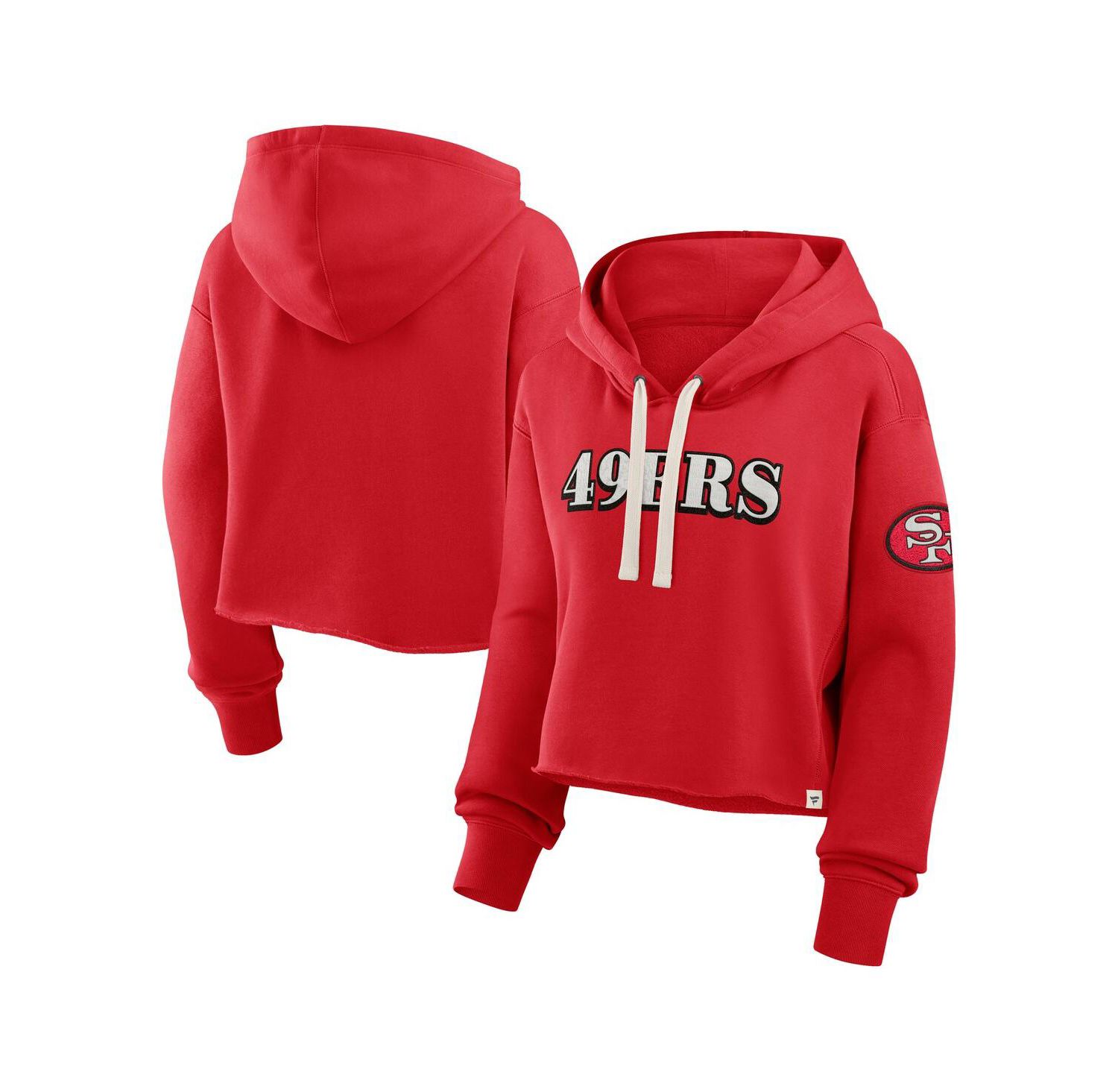 Women's Scarlet San Francisco 49ers Oversized Hometown Heritage Cropped Hoodie