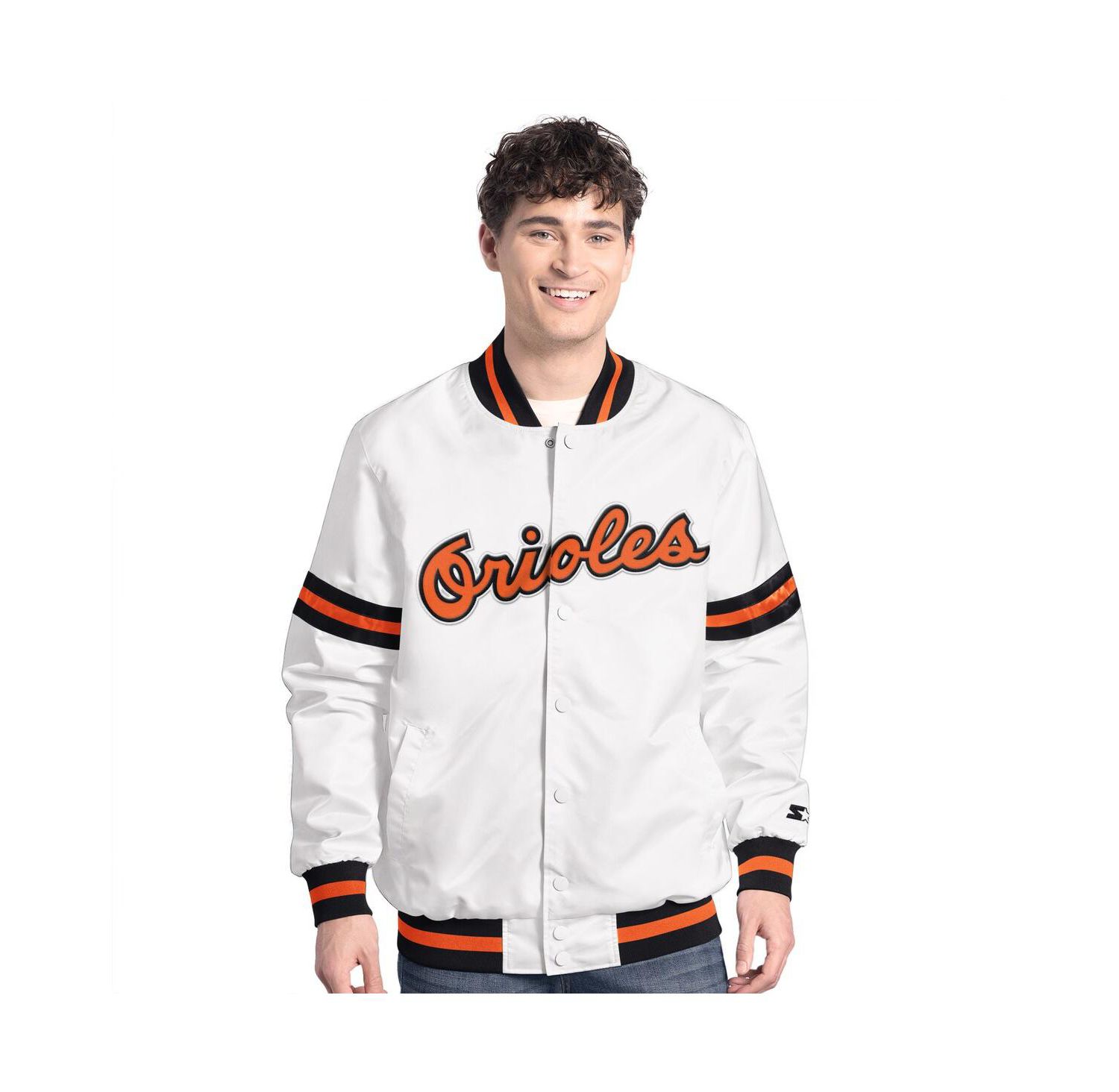 Men's White Baltimore Orioles Cooperstown Scout Full-Snap Varsity Jacket