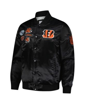 Men's Black Cincinnati Bengals Exclusive Satin Full-Snap Varsity Jacket