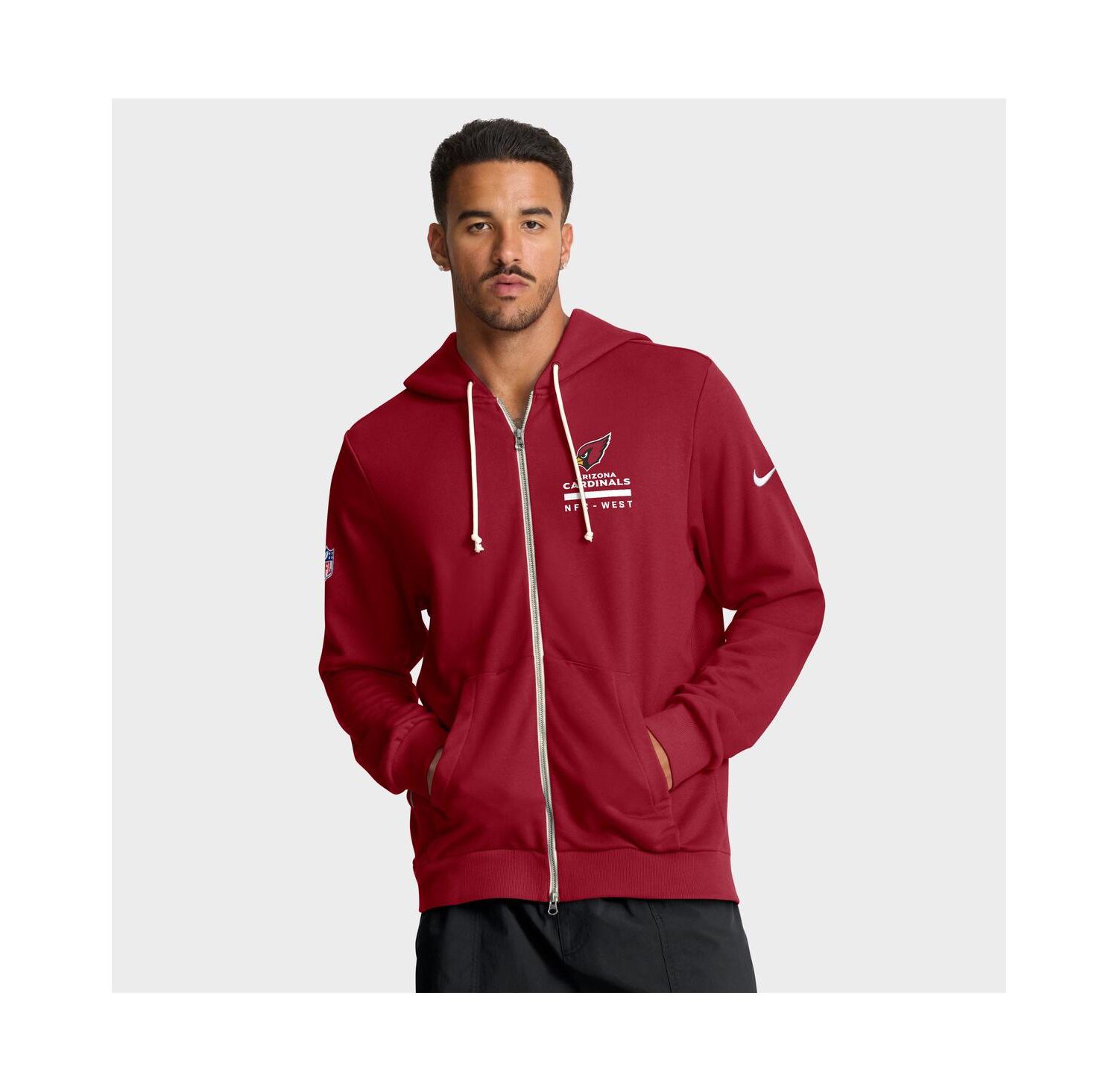Men's Cardinal Arizona Cardinals Sideline Standard Issue Utility Player Dri-FIT Full-Zip Hoodie