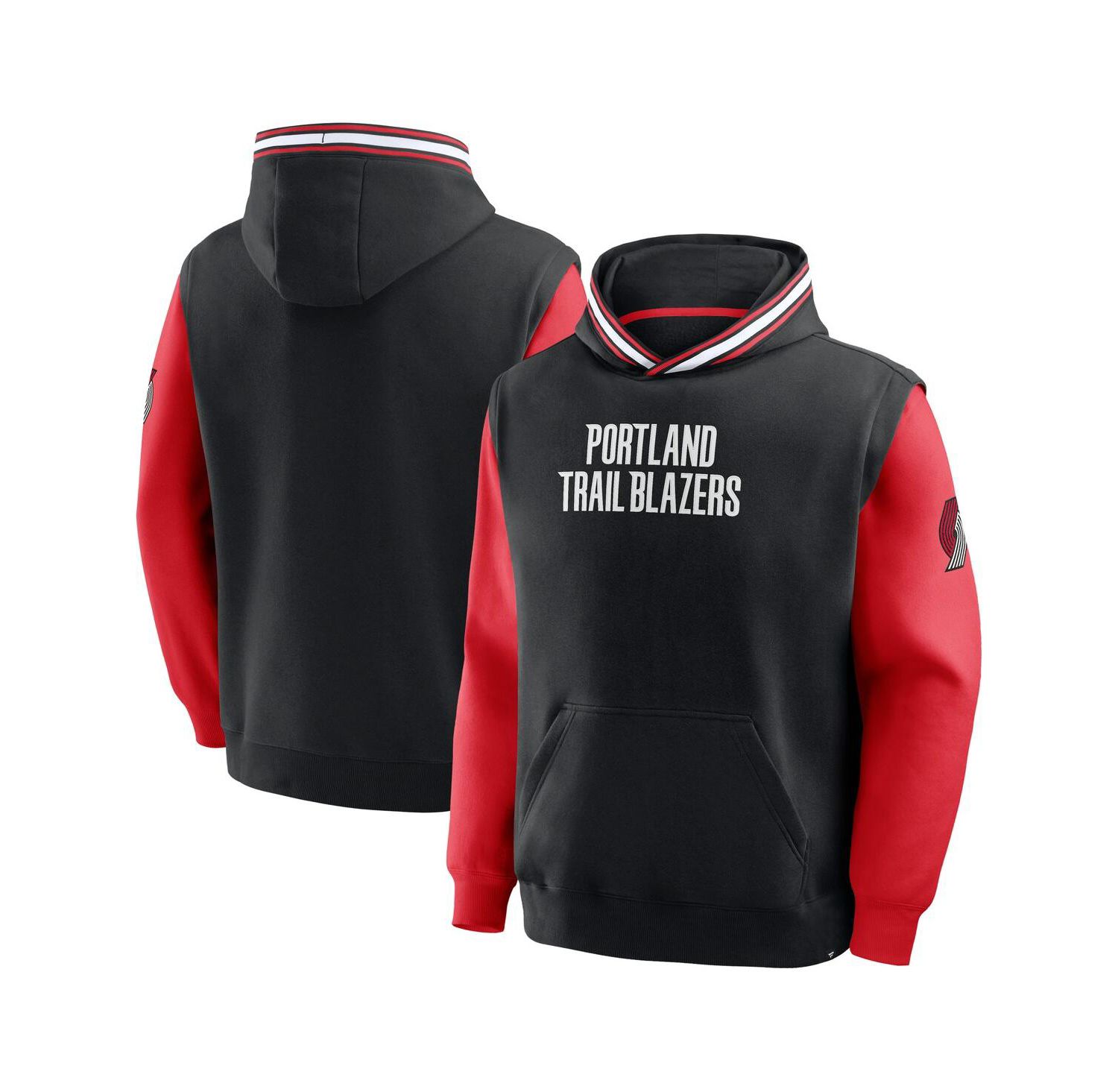 Men's Black/Red Portland Trail Blazers Half Court Shot Clock Fastbreak Hoodie