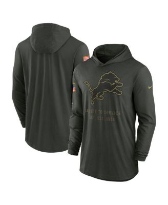 Nike - Men's Forest Green Detroit Lions 2025 Salute to Service Sideline Dri-FIT Lightweight Hooded Pullover