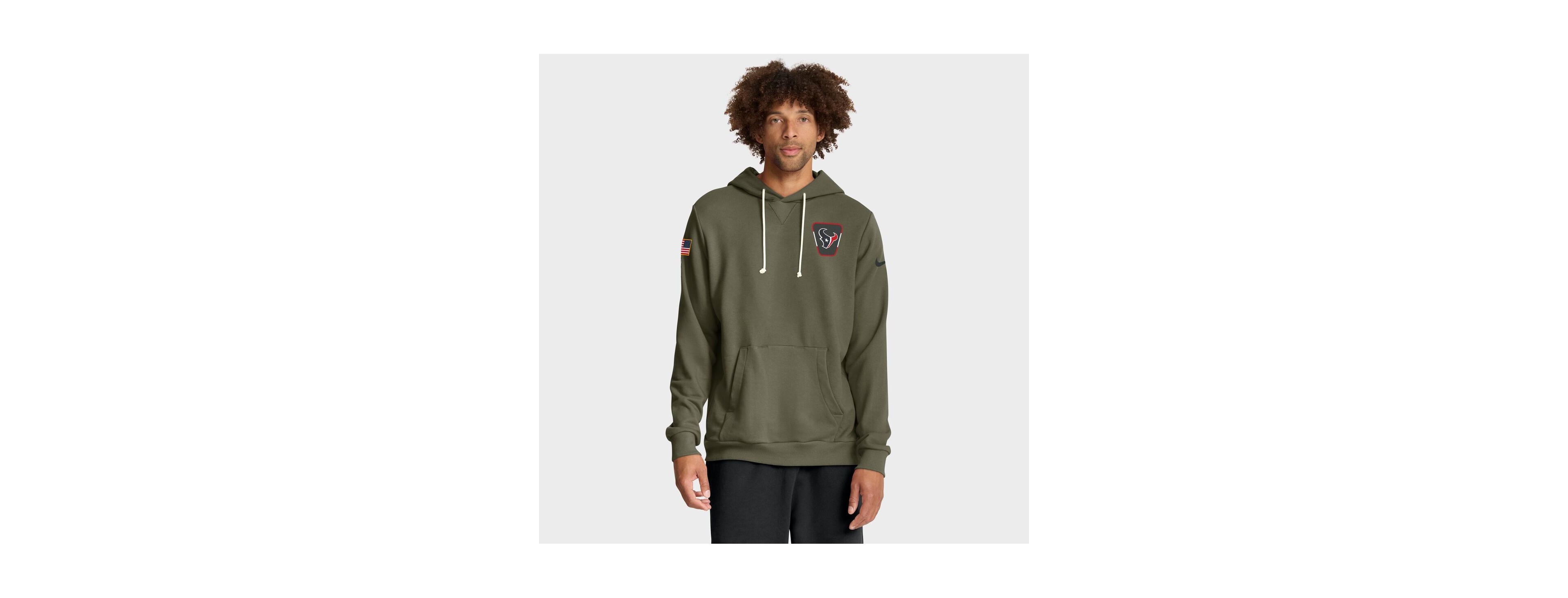 Nike Men's Olive Houston Texans 2025 Salute to Service Sideline Standard Issue Dri-fit Hoodie