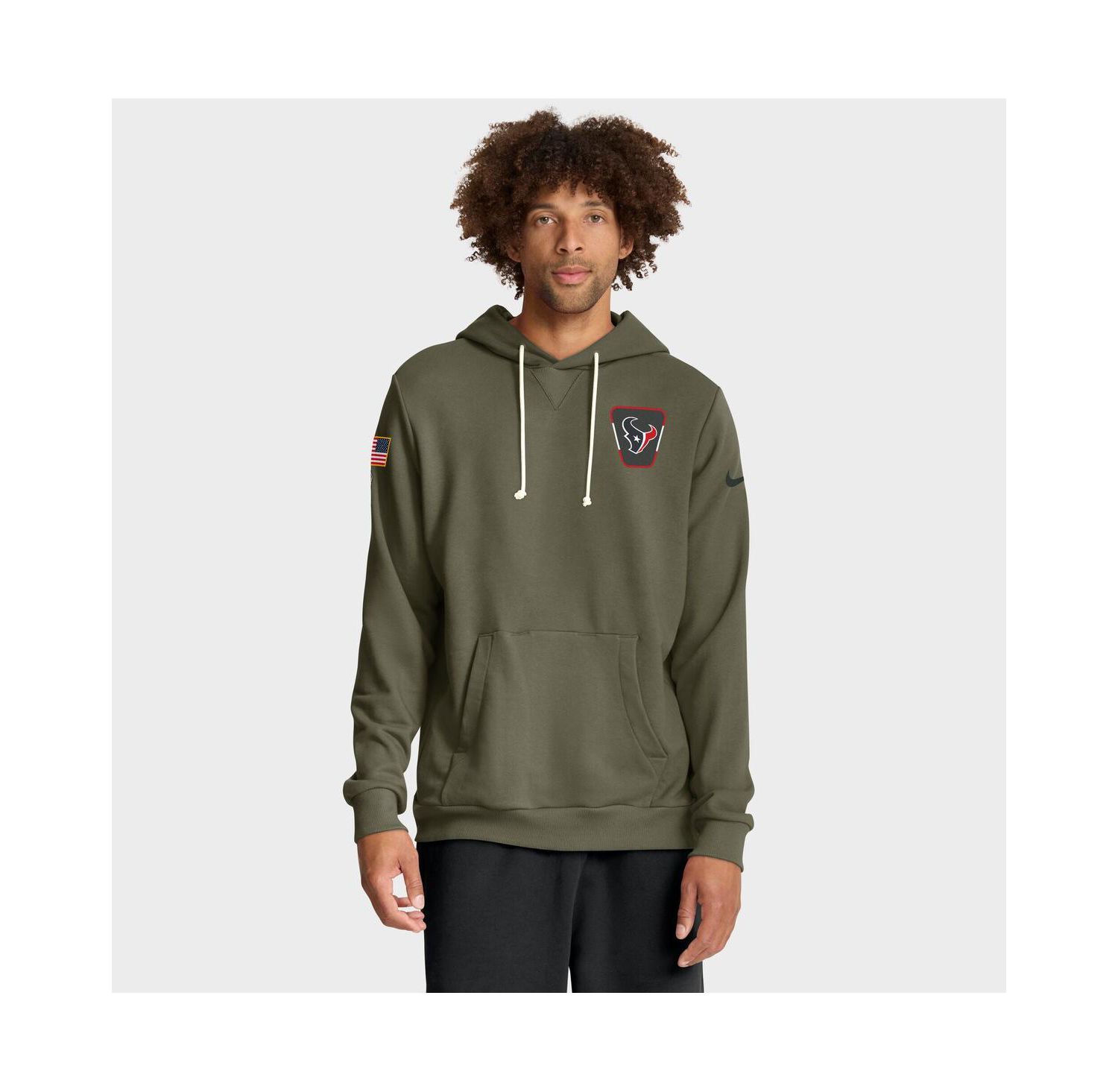 Men's Olive Houston Texans 2025 Salute to Service Sideline Standard Issue Dri-FIT Hoodie