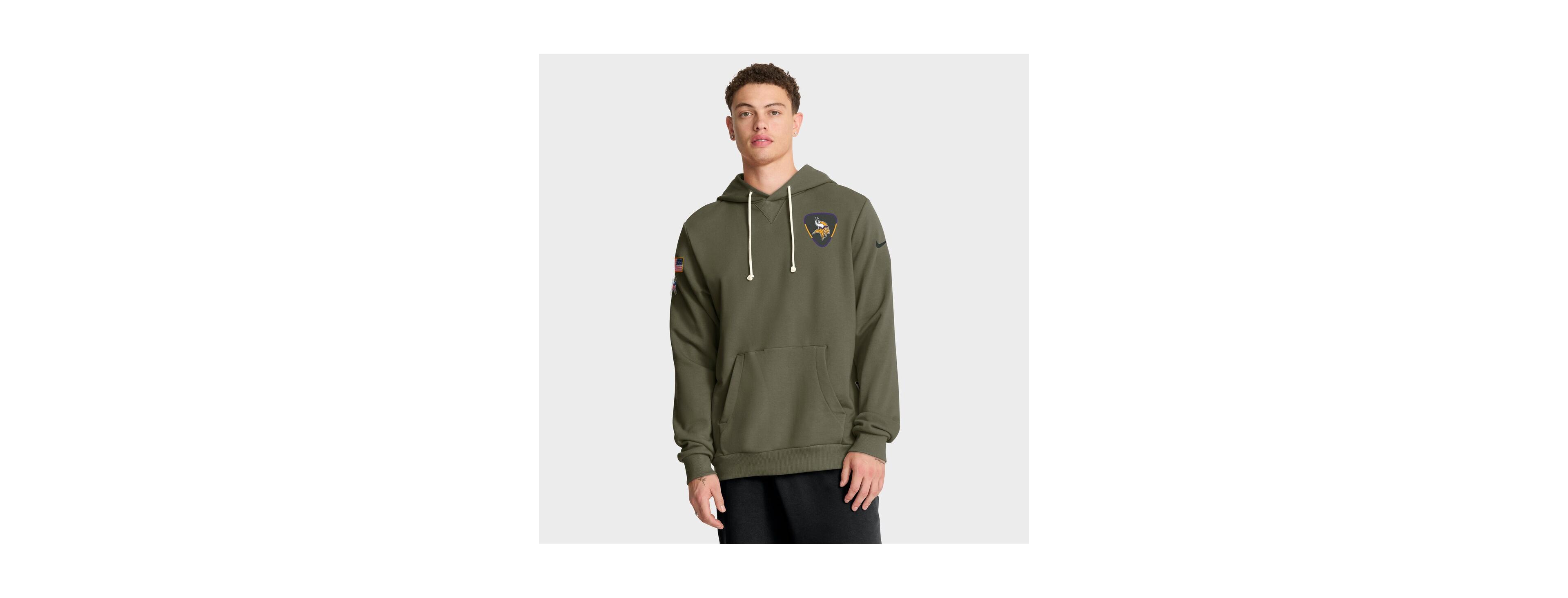 Nike Men's Olive Minnesota Vikings 2025 Salute to Service Sideline Standard Issue Dri-fit Hoodie