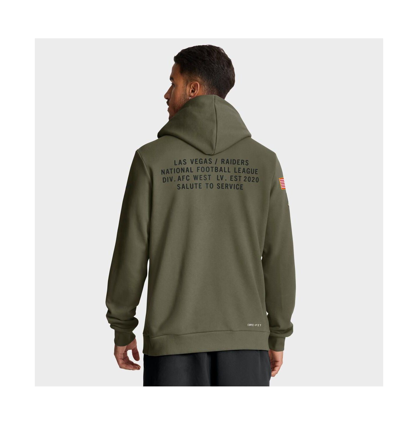Мужское худи Nike Olive Las Vegas Raiders 2025 Salute to Service Sideline Standard Issue Dri-FIT — фото 2