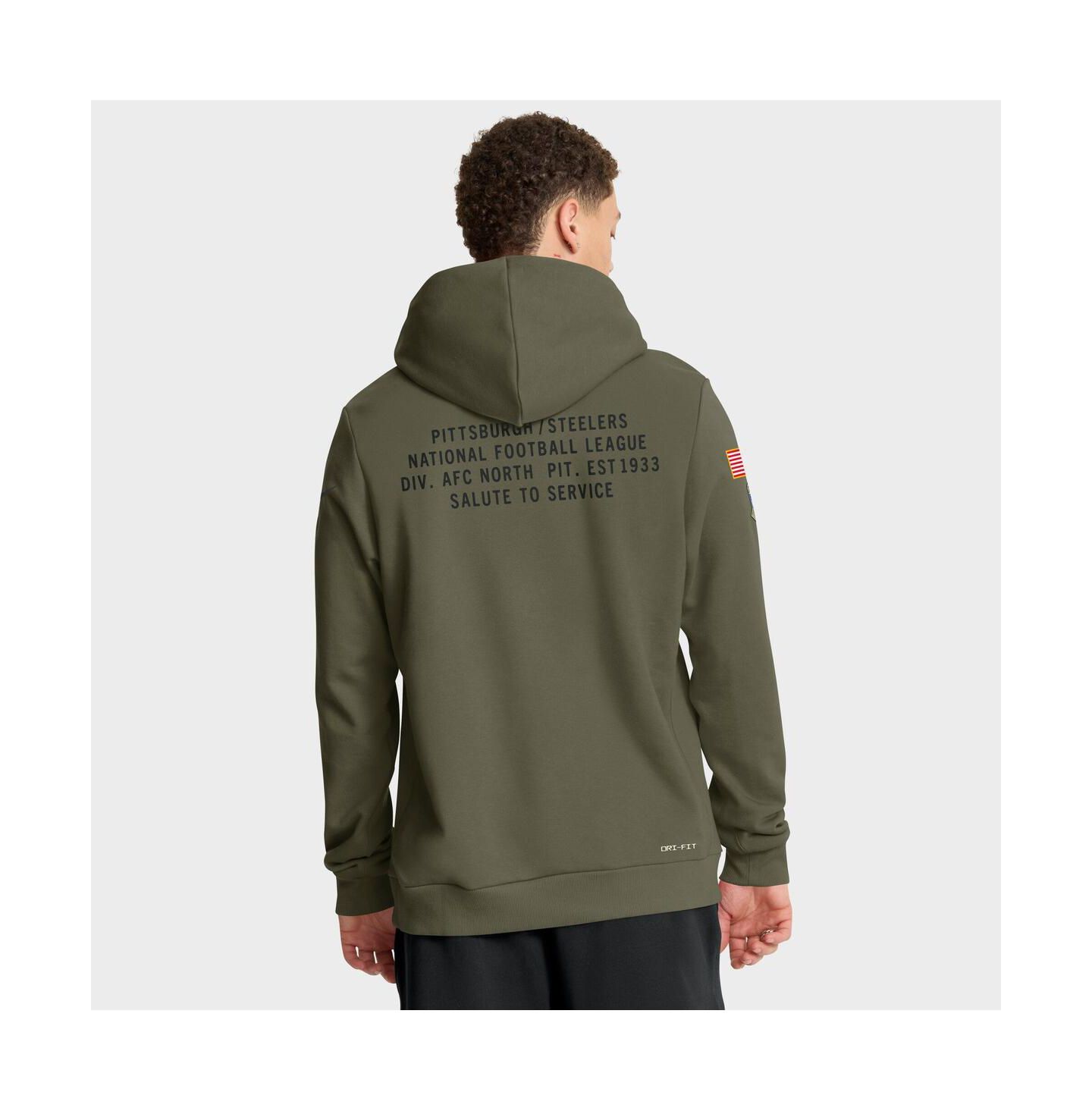 Мужское худи Nike Olive Pittsburgh Steelers 2025 Salute to Service Sideline Standard Issue Dri-FIT — фото 2