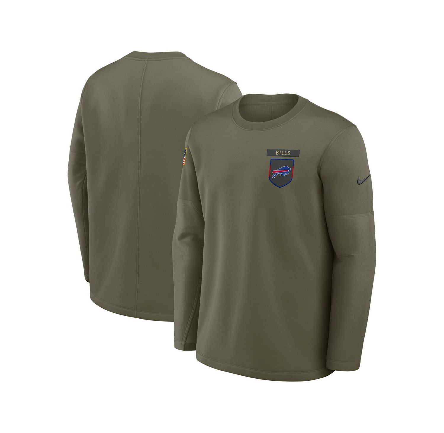 Men's Olive Buffalo Bills 2025 Salute to Service Sideline Coaches Therma-FIT Long Sleeve T-Shirt