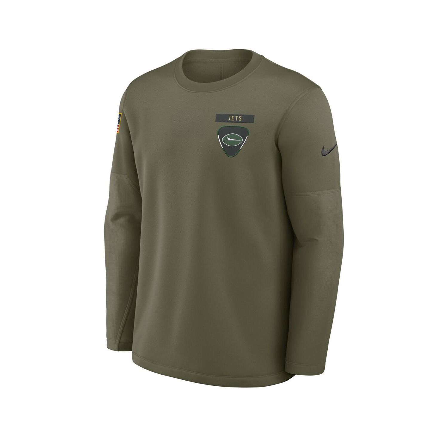 Men's Olive New York Jets 2025 Salute to Service Sideline Coaches Therma-FIT Long Sleeve T-Shirt