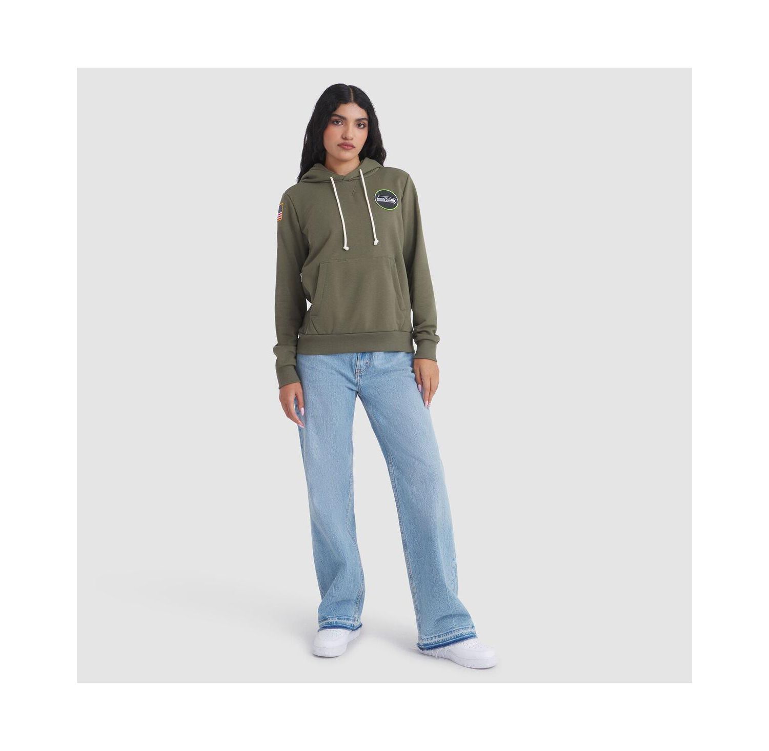 Women's Olive Seattle Seahawks 2025 Salute to Service Sideline Standard Issue Dri-FIT Hoodie