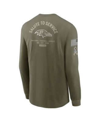 Men's Olive Baltimore Ravens 2025 Salute to Service Long Sleeve T-Shirt