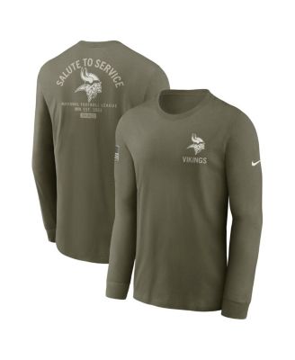 Nike - Men's Olive Minnesota Vikings 2025 Salute to Service Sideline Long Sleeve T-Shirt