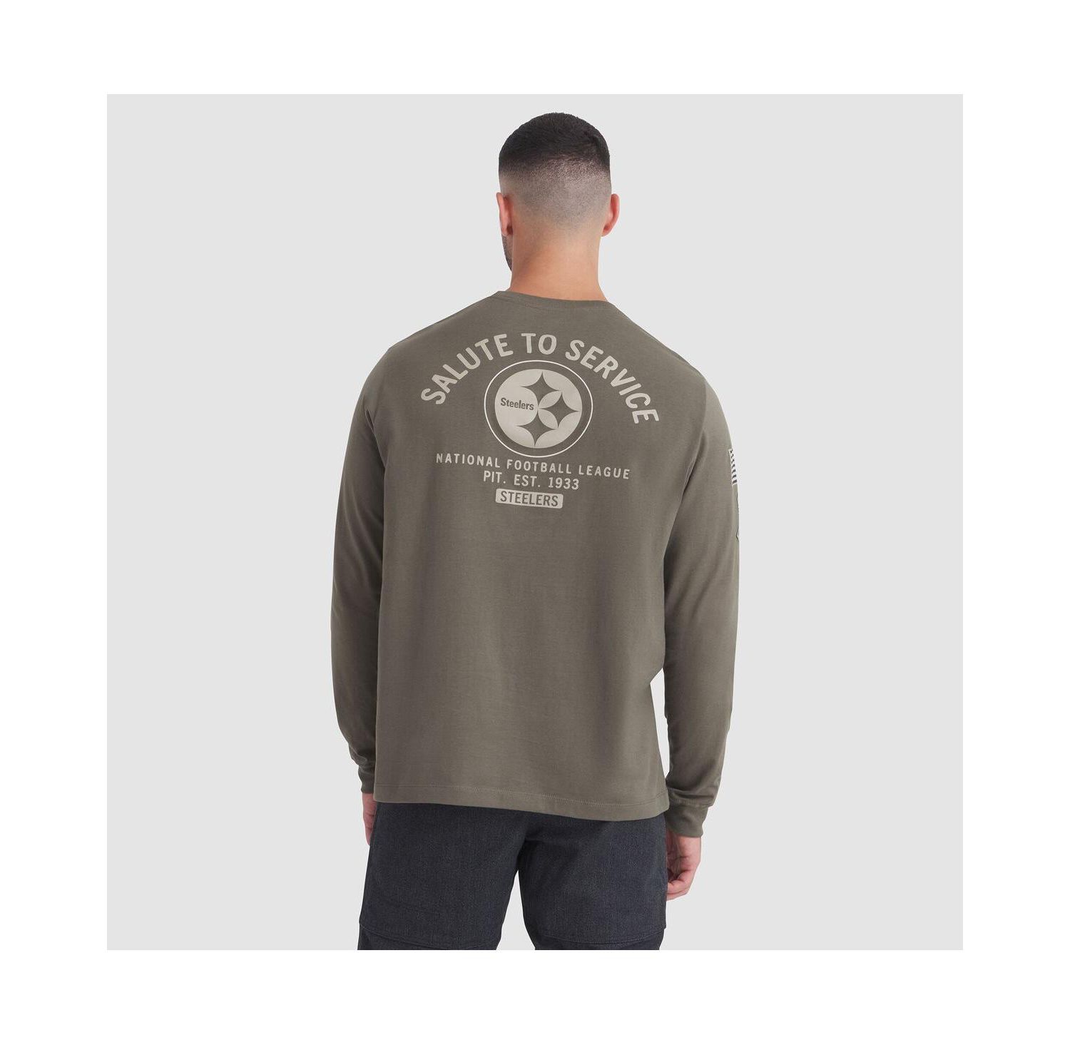 Men's Olive Pittsburgh Steelers 2025 Salute to Service Sideline Long Sleeve T-Shirt