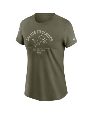 Women's Olive Detroit Lions 2025 Salute to Service Sideline T-Shirt