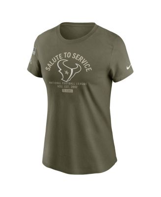 Women's Olive Houston Texans 2025 Salute to Service Sideline T-Shirt