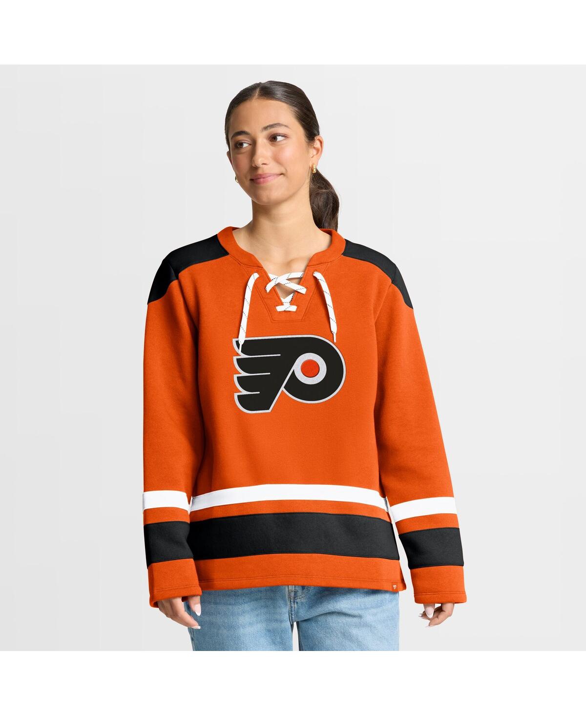 Fanatics Women's Orange Philadelphia Flyers Icing Long Sleeve Lace Up Sweatshirt In Orange
