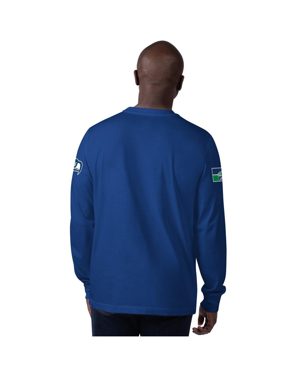 Starter Men's Navy Seattle Seahawks Extreme Clutch Hit Logo Long Sleeve T-Shirt