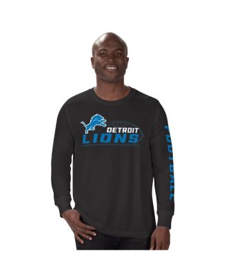 Starter - Men's Black Detroit Lions Half Time Long Sleeve T-Shirt