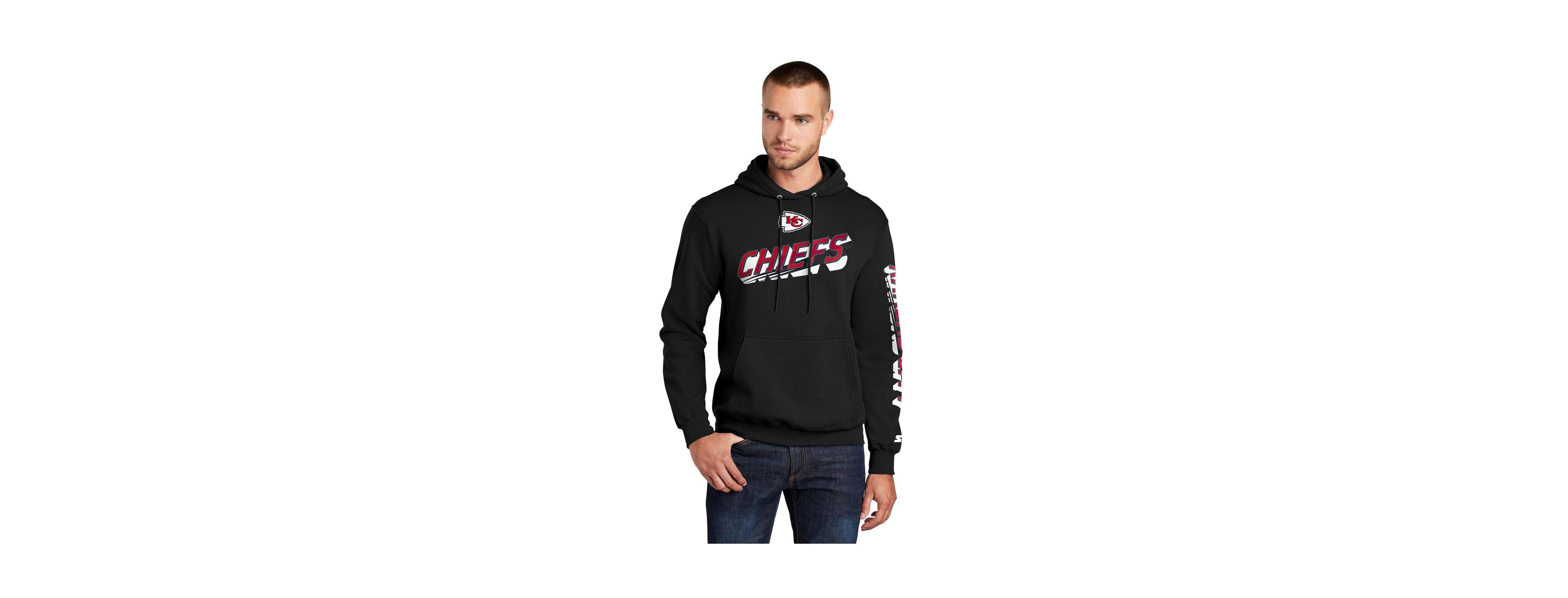 Starter Men's Black Kansas City Chiefs Wordmark Logo Pullover Hoodie