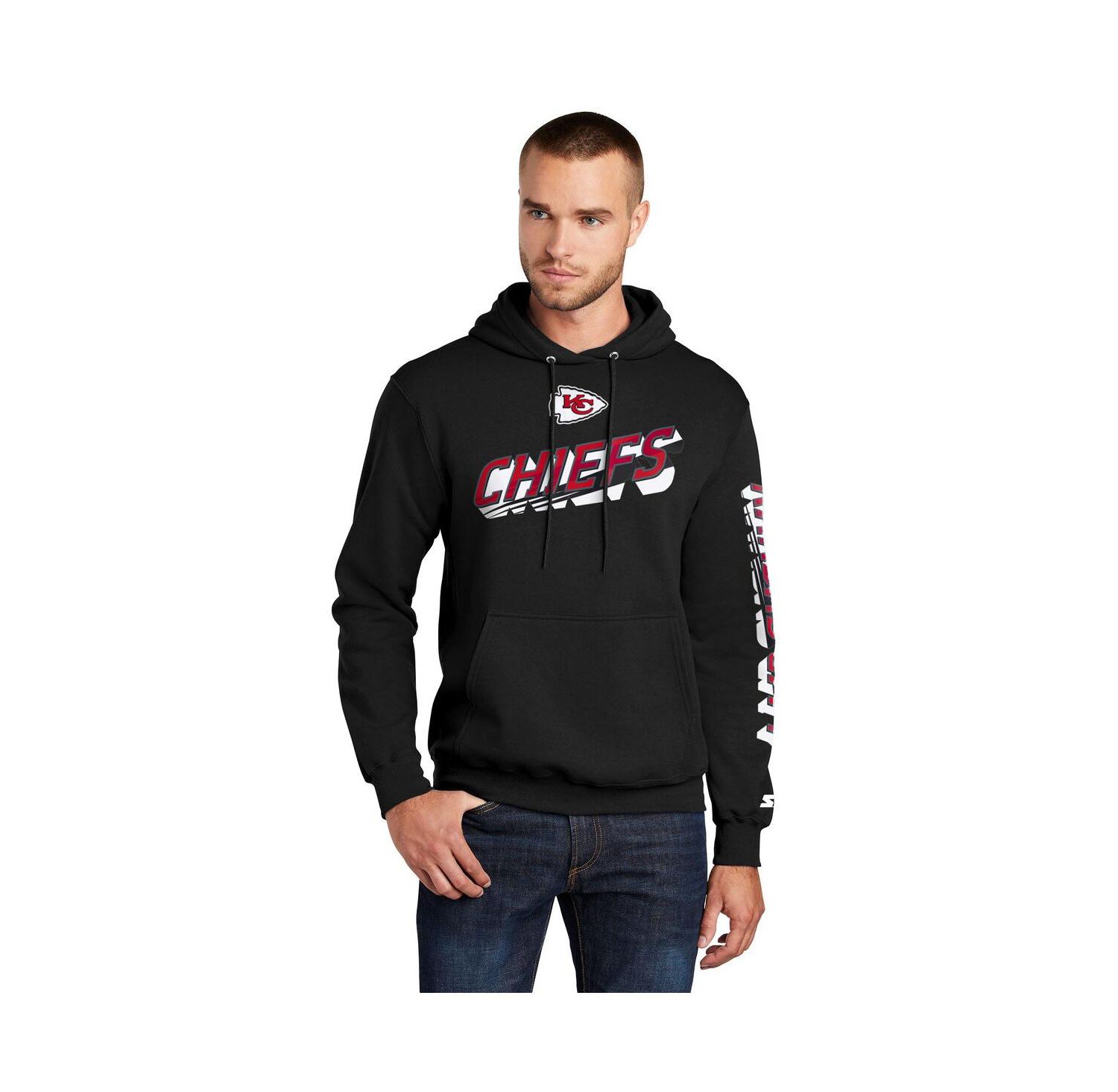 Men's Black Kansas City Chiefs Wordmark Logo Pullover Hoodie