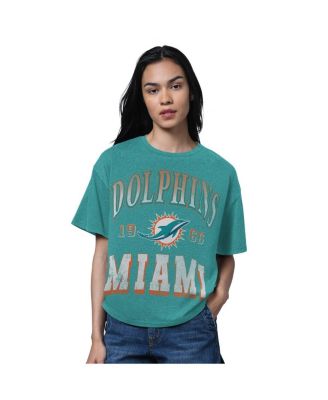 Starter - Women's Heather Aqua Miami Dolphins Oversized Hall of Fame T-Shirt