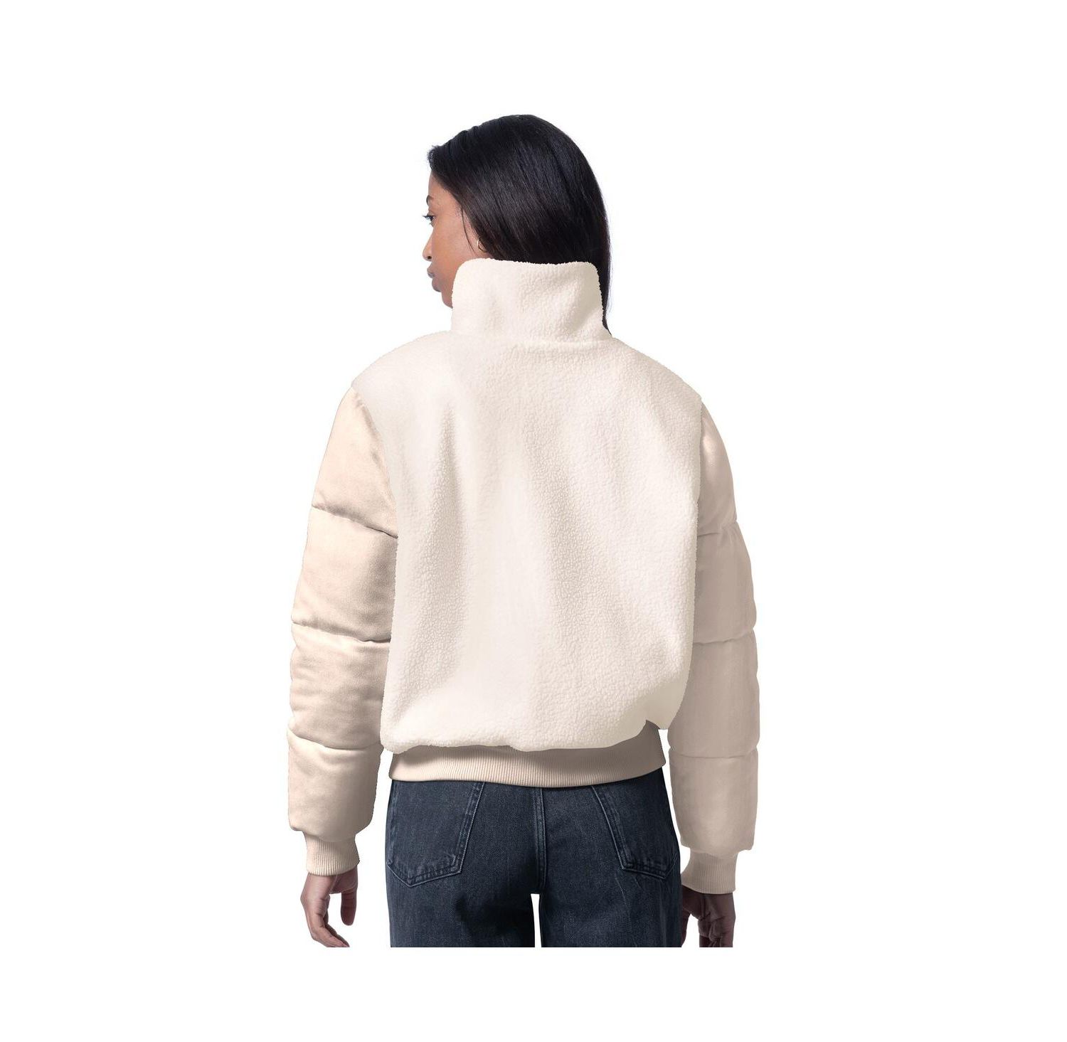 Women's Cream Detroit Lions Cheerleader Sherpa Full-Zip Jacket
