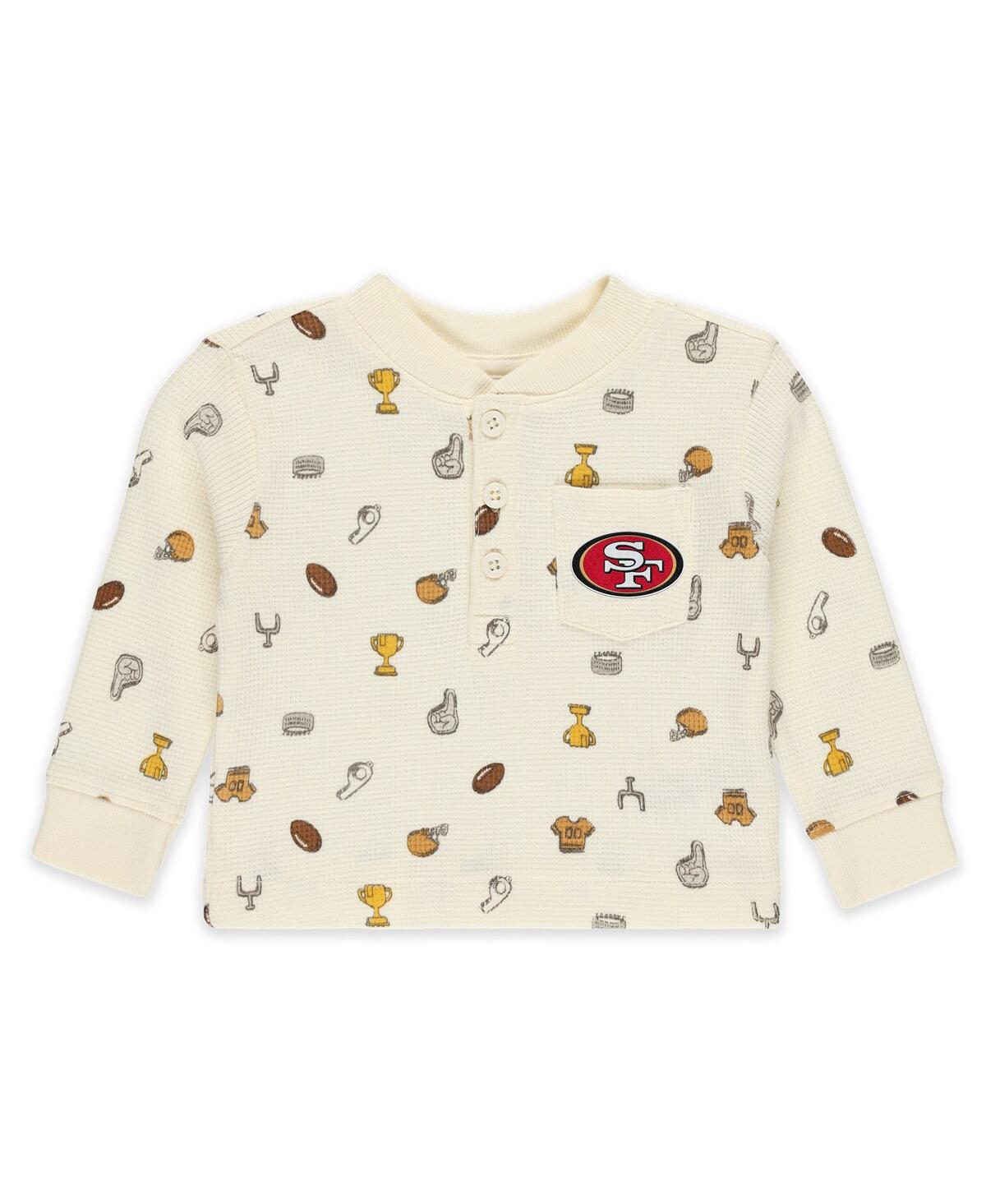 Wear By Erin Andrews Baby Boys And Girls 2-piece Cream San Francisco 49ers Waffle-knit Sleep Set In Neutral