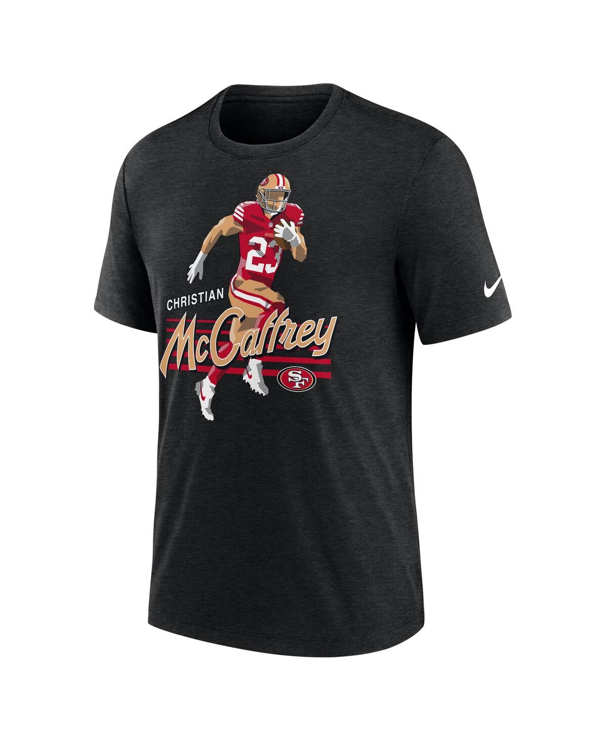 Nike Men's Christian Mccaffrey Heather Black San Francisco 49ers Player Graphic T-shirt In Black