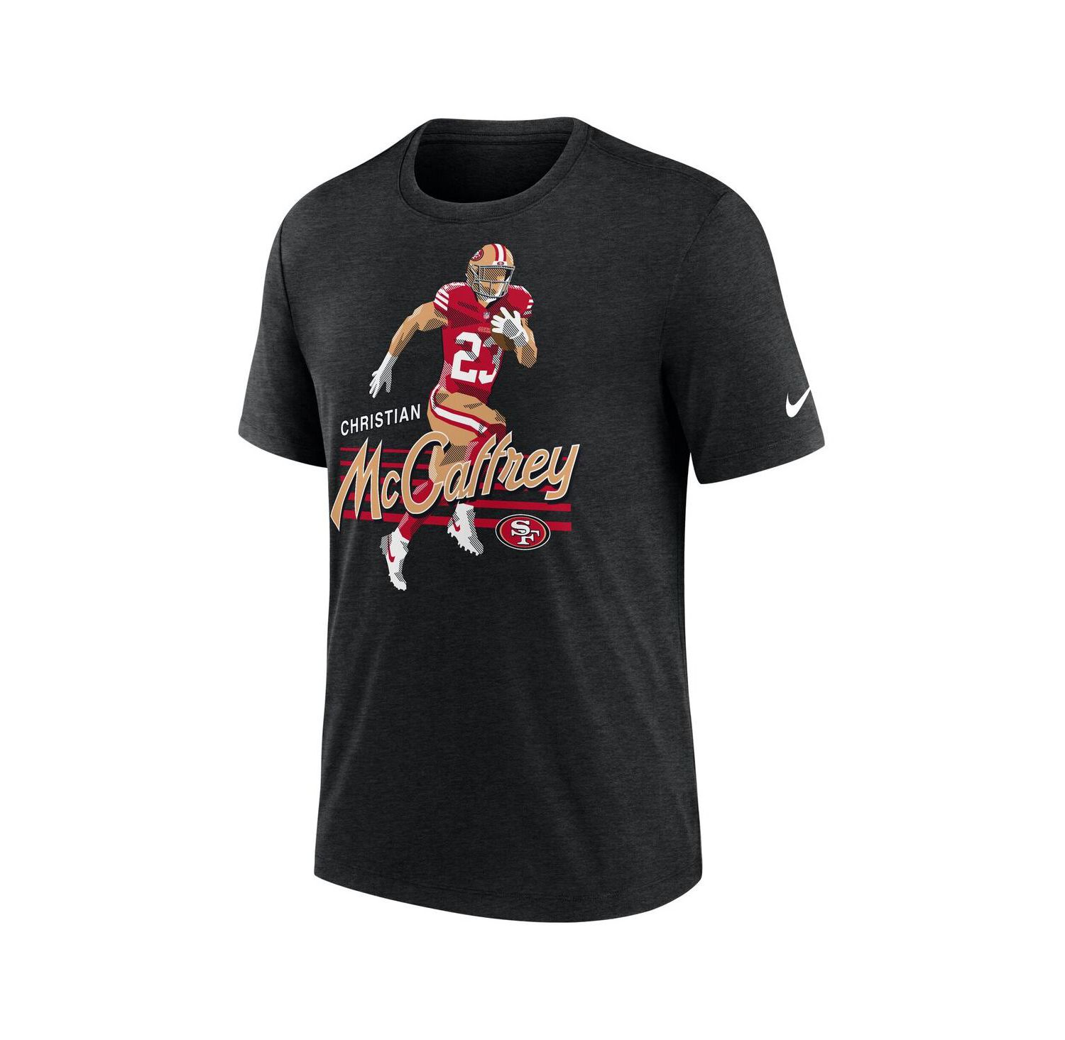 Men's Christian McCaffrey Heather Black San Francisco 49ers Player Graphic T-Shirt