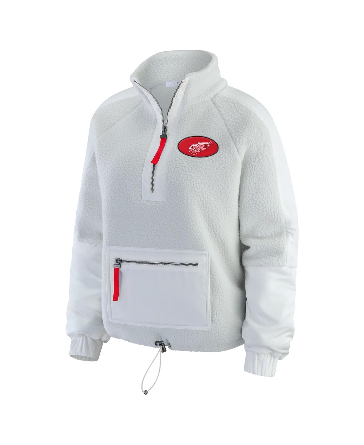 Wear By Erin Andrews Women's Gray Detroit Red Wings Polar Fleece Quarter-zip Jacket In White