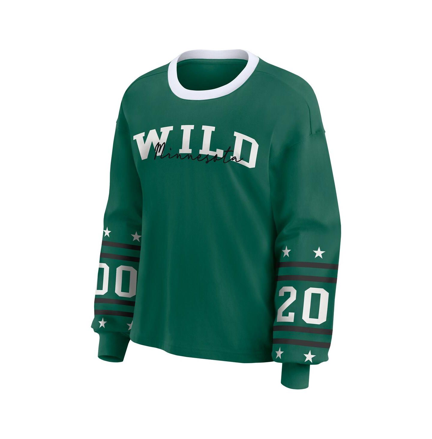 Женская футболка WEAR by Erin Andrews Green Minnesota Wild Long-Sleeve Sport — фото 2