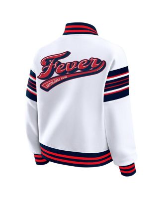 Women's White/Navy Indiana Fever Full-Snap Fleece Sweatshirt Jacket