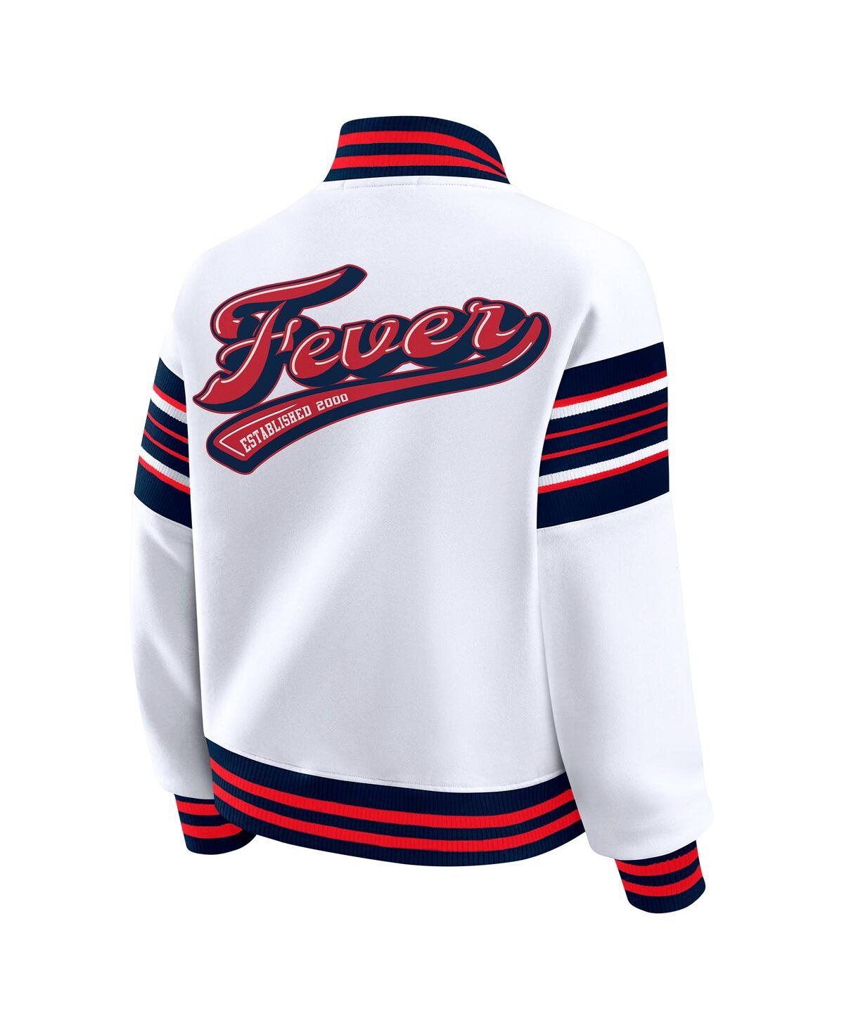 Wear By Erin Andrews Women's White/navy Indiana Fever Full-snap Fleece Sweatshirt Jacket In White
