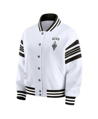 Women's White/Black Las Vegas Aces Plus Size Full-Snap Fleece Sweatshirt Jacket