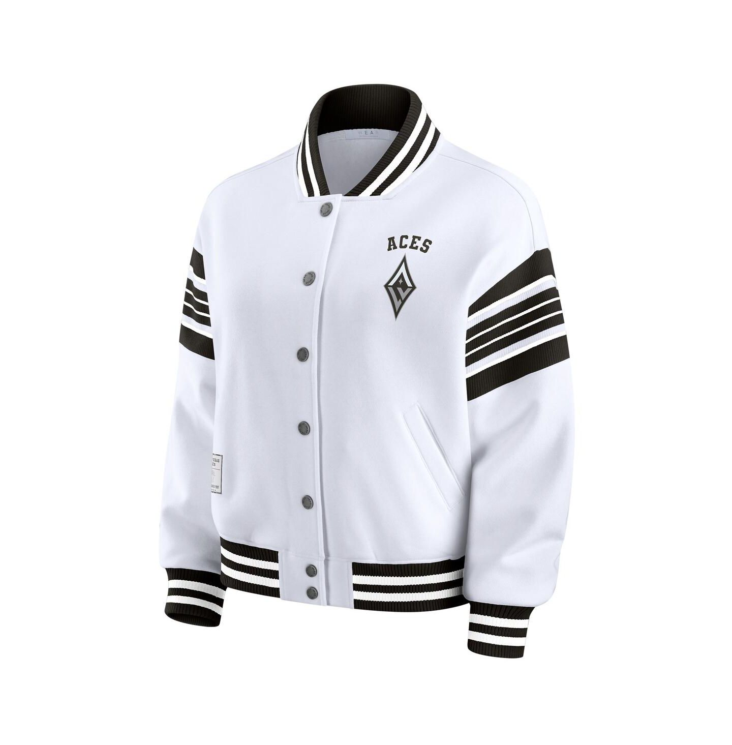 Женская куртка WEAR by Erin Andrews White/Black Las Vegas Aces Plus Size Full-Snap Fleece Sweatshirt — фото 2