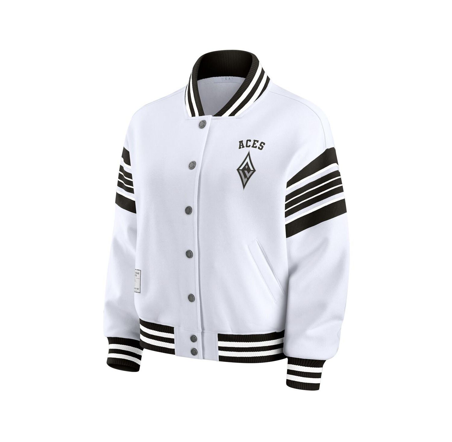 Women's White/Black Las Vegas Aces Plus Size Full-Snap Fleece Sweatshirt Jacket