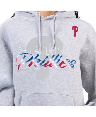 Women's Heather Gray Philadelphia Phillies Shadow Logo Graphic Pullover Hoodie