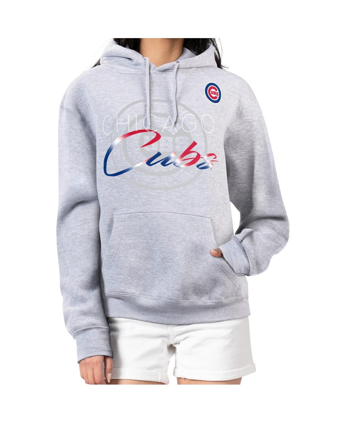 G-iii 4her By Carl Banks Women's Heather Gray Chicago Cubs Shadow Logo Graphic Pullover Hoodie In Gray