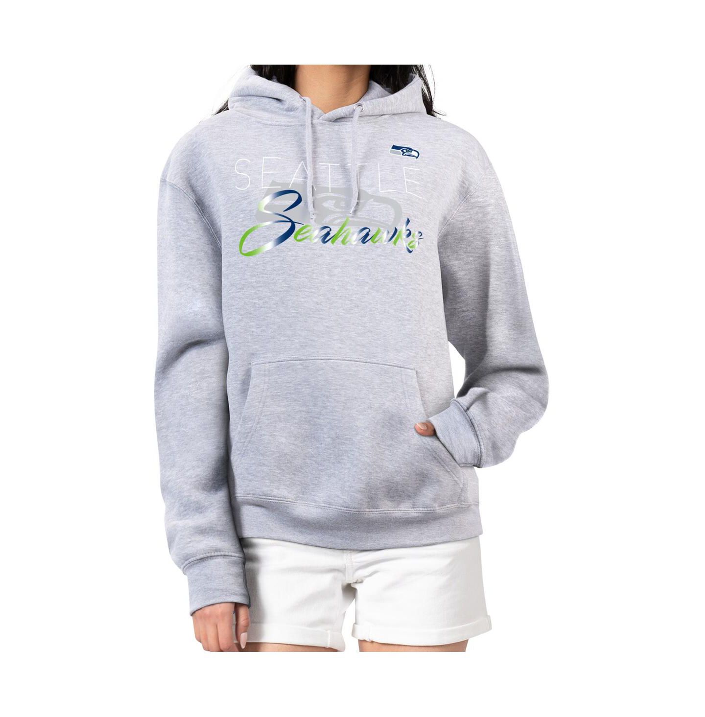 Женское худи G-III 4Her by Carl Banks Gray Seattle Seahawks Shadow Logo Fleece Pullover — фото 1