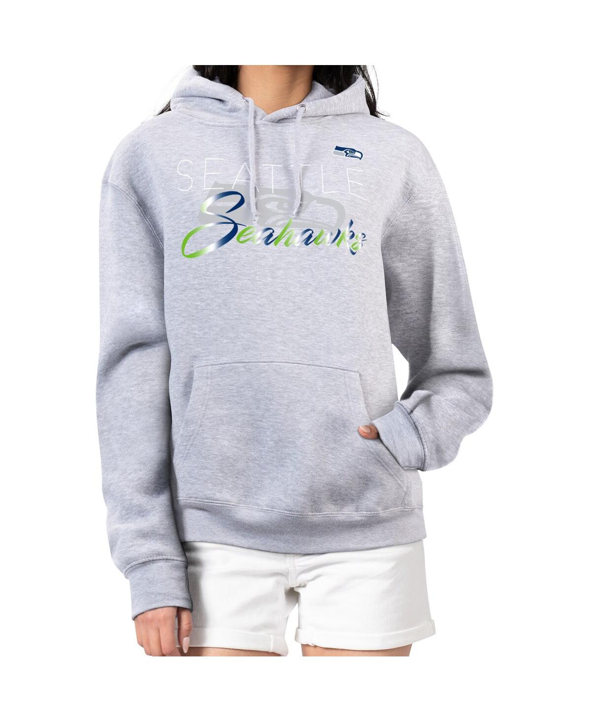 G-iii 4her By Carl Banks Women's Gray Seattle Seahawks Shadow Logo Fleece Pullover Hoodie In Gray