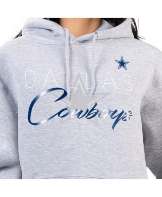 Women's Gray Dallas Cowboys Shadow Logo Fleece Pullover Hoodie