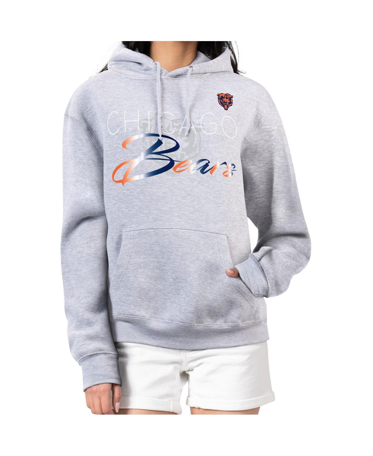 G-iii 4her By Carl Banks Women's Gray Chicago Bears Shadow Logo Fleece Pullover Hoodie