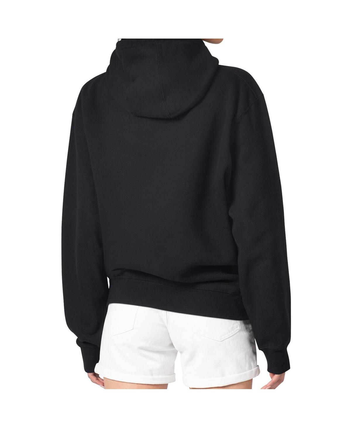 G-iii 4her By Carl Banks Women's Black Seattle Seahawks Metallic Print Football Sketch Fleece Pullover Hoodie In Black