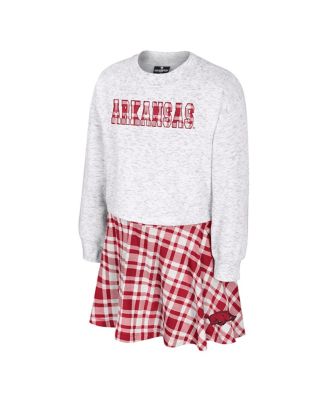 Big Girls 2-Piece Gray Arkansas Razorbacks Marceline Plaid Skirt and Top Set