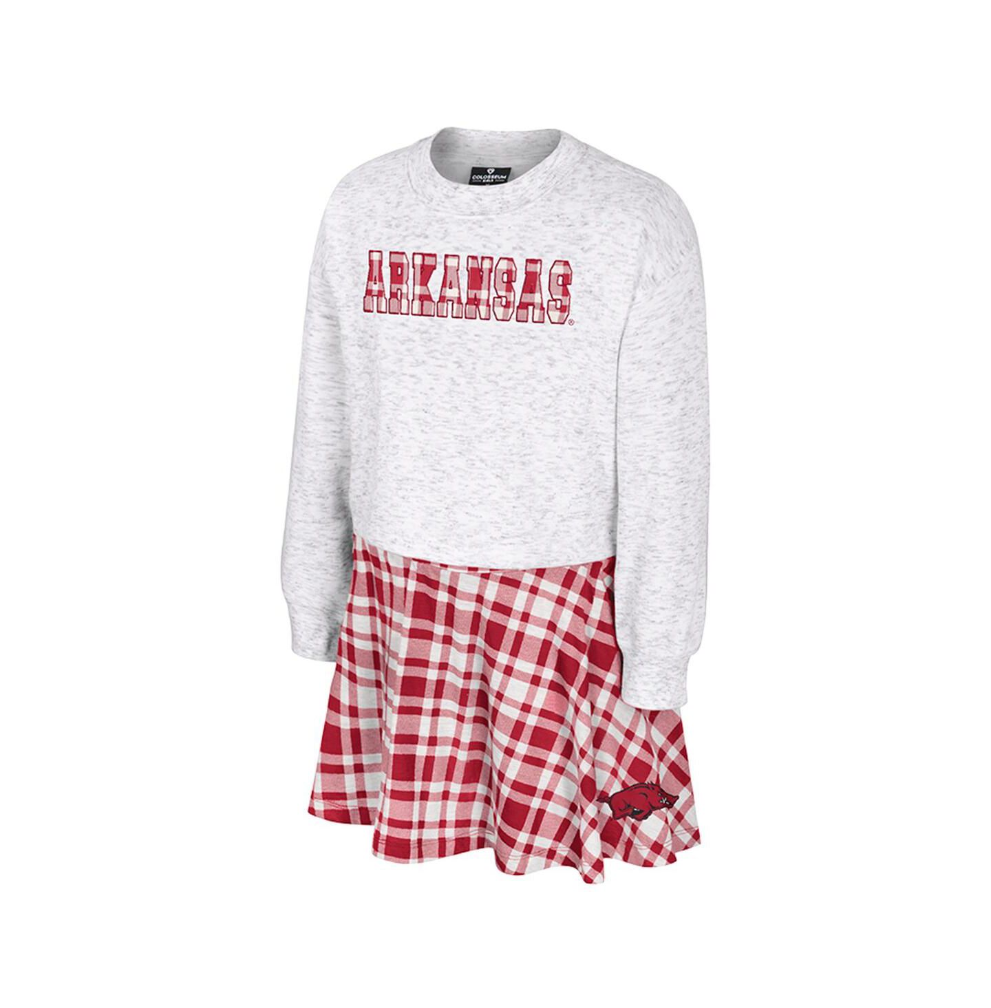 Комплект Colosseum 2-Piece Gray Arkansas Razorbacks Marceline Plaid Skirt and Top Set для девочек — фото 2