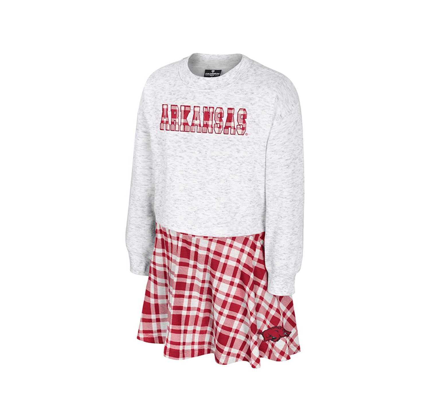Big Girls 2-Piece Gray Arkansas Razorbacks Marceline Plaid Skirt and Top Set