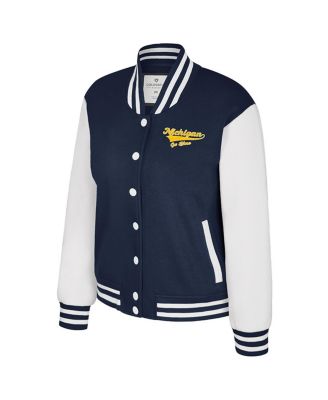 Women's Navy Michigan Wolverines French Baguette Full Snap Fleece Jacket